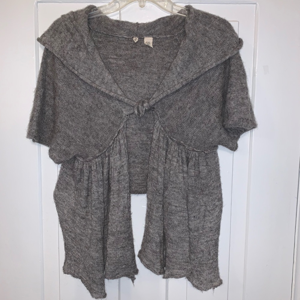 Anthropologie Moth Hooded Tie-Front Sweater